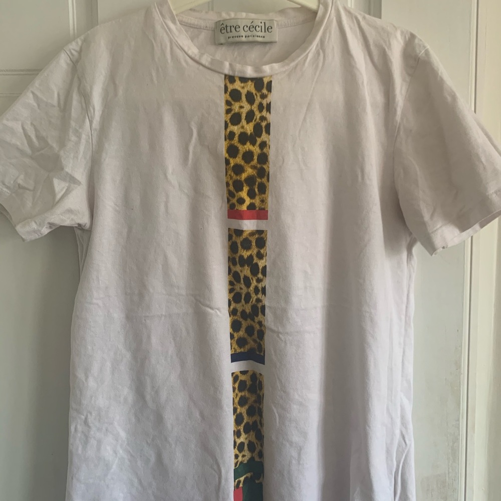 Etre Cecile white tee with leopard